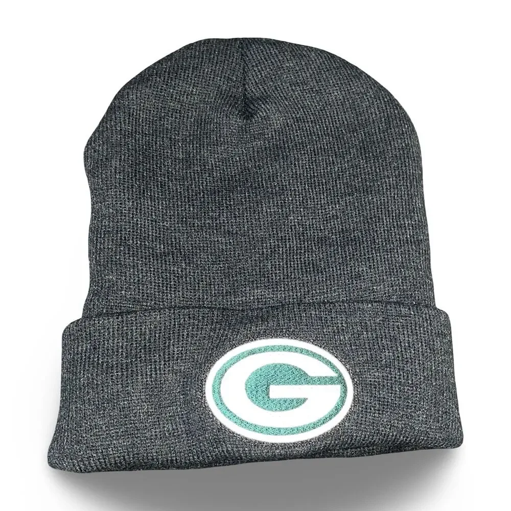 Valucap Green Bay Packers Knit Beanie Hats Lot of 2 Gray Sherpa Fleece Lined